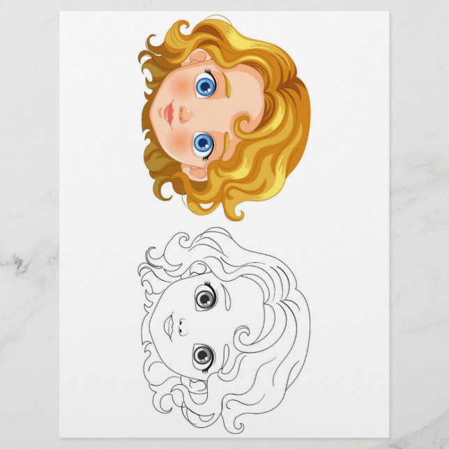 Cute Cartoon doll head colouring page (Front)