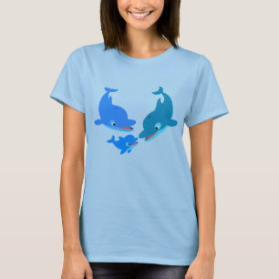 Cute Cartoon Dolphin Family Women T-Shirt
