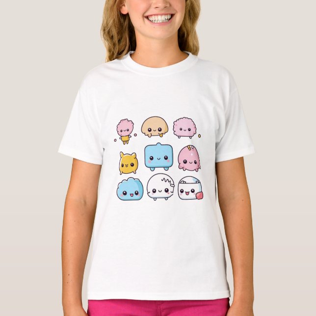 Cute Cartoon Doodle Design T-Shirt (Front)