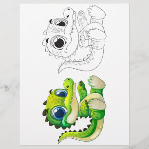 Cute Cartoon dragon colouring page