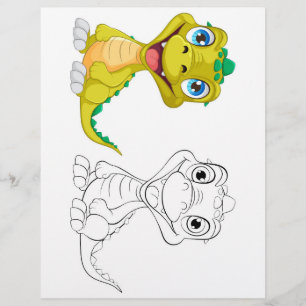 Cute Cartoon dragon colouring page