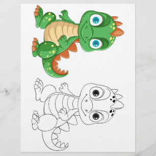 Cute Cartoon dragon colouring page