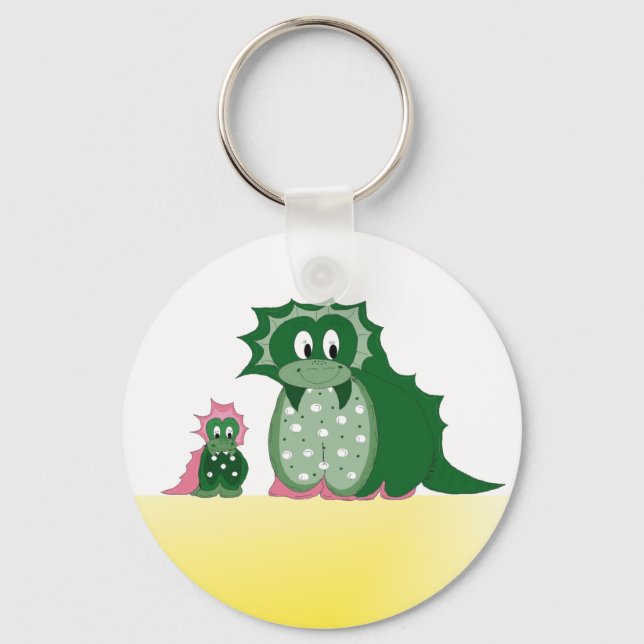 Cute Cartoon Dragons Keychain (Front)