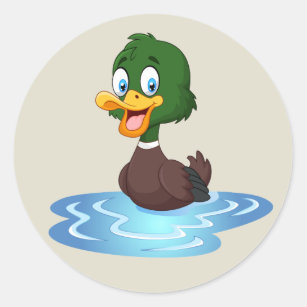 Cute Cartoon Duck Classic Round Sticker