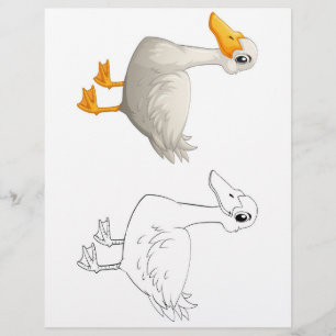 Cute Cartoon duck colouring page 
