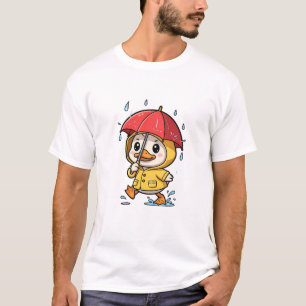 Cute Cartoon Duck Walking in Rain T-Shirt
