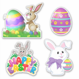 Cute Cartoon Easter Bunny Rabbit Stickers