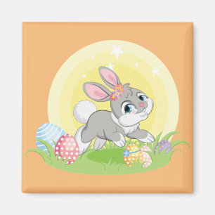 Cute cartoon easter rabbits magnet