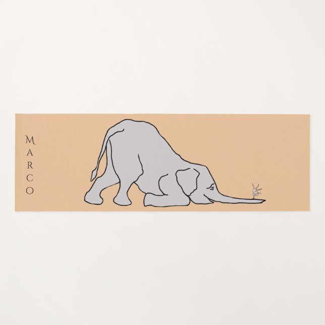 Cute Cartoon Elephant and Mouse Yoga Poses Cute Mat (Front (Horizontal))