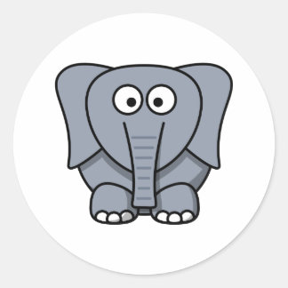 Cute Cartoon Elephant Classic Round Sticker