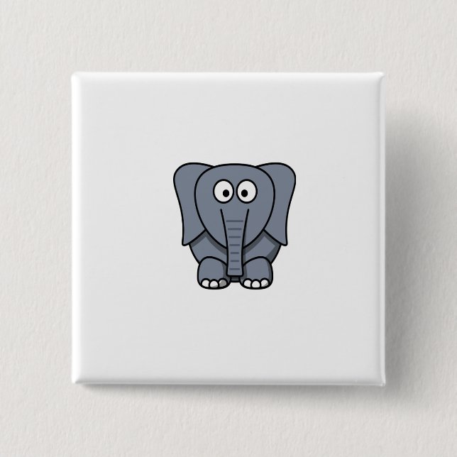 Cute Cartoon Elephant Clipart 2 Inch Square Button (Front)