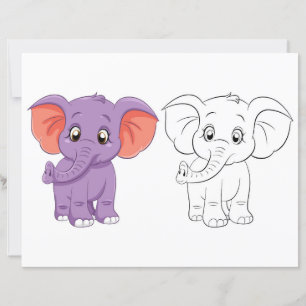 Cute Cartoon elephant colouring page