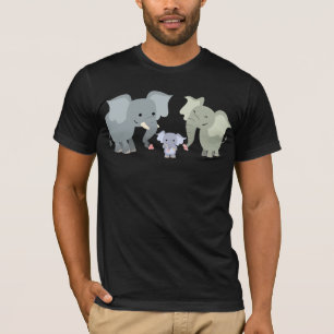 Cute Cartoon Elephant Family T-Shirt