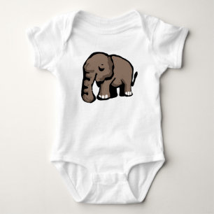 Cute Cartoon Elephant Illustration Baby Bodysuit