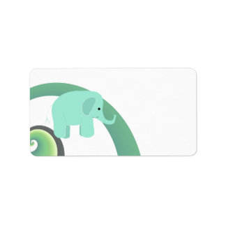 Cute Cartoon Elephant Label