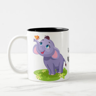 Cute cartoon elephant  Two-Tone coffee mug