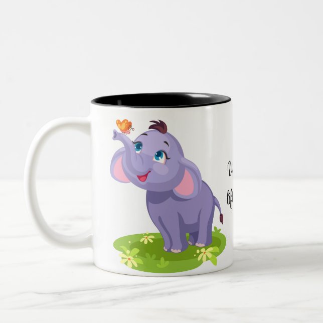 Cute cartoon elephant  Two-Tone coffee mug (Left)