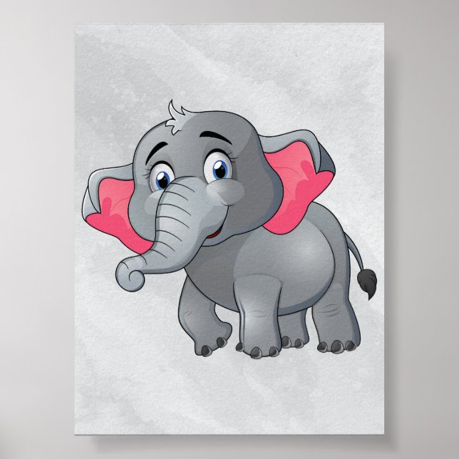 Cute Cartoon Elephant Wall Art! Small Baby Love! Poster (Front)