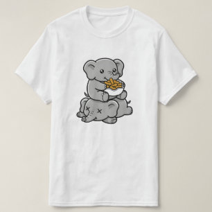 Cute Cartoon Elephants Eating Peanuts Fun Art T-Shirt