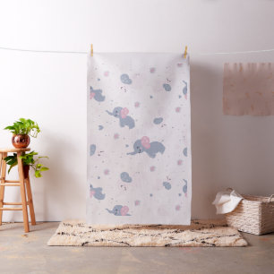Cute cartoon elephants pattern fabric