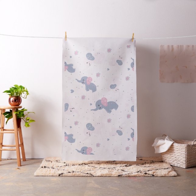 Cute cartoon elephants pattern fabric (In Situ)