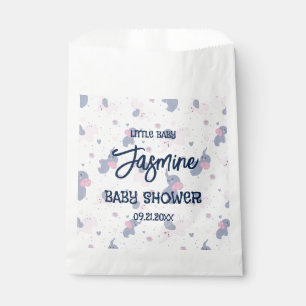 Cute cartoon elephants pattern on navy blue favour bag