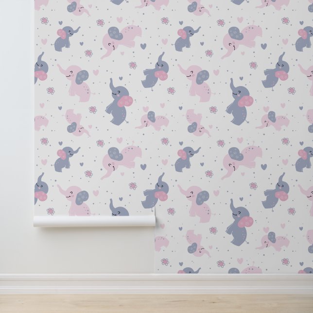 Cute cartoon elephants pattern wallpaper (Application)