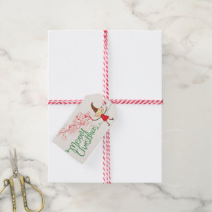 Cute Cartoon Elf Magical Merry Christmas Holiday Gift Tags