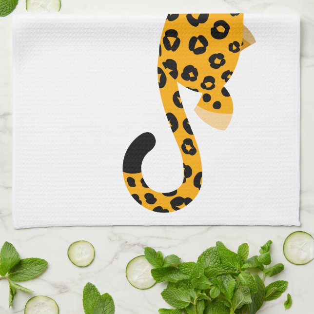 Cute Cartoon Facétieux Léopard Serviette de cuisin (Plié)