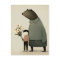 Cute cartoon fairy bear and boy. Floral Birthday