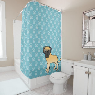 Cute Cartoon Fawn English Mastiff Dog On Blue