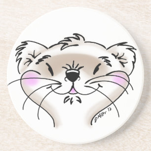 Cute Cartoon Ferret Face Coaster
