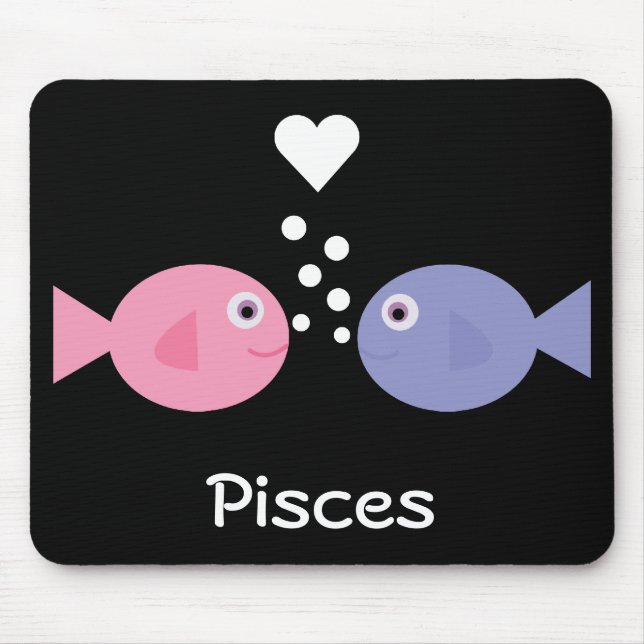 Cute cartoon fish black Pisces mousepad (Front)