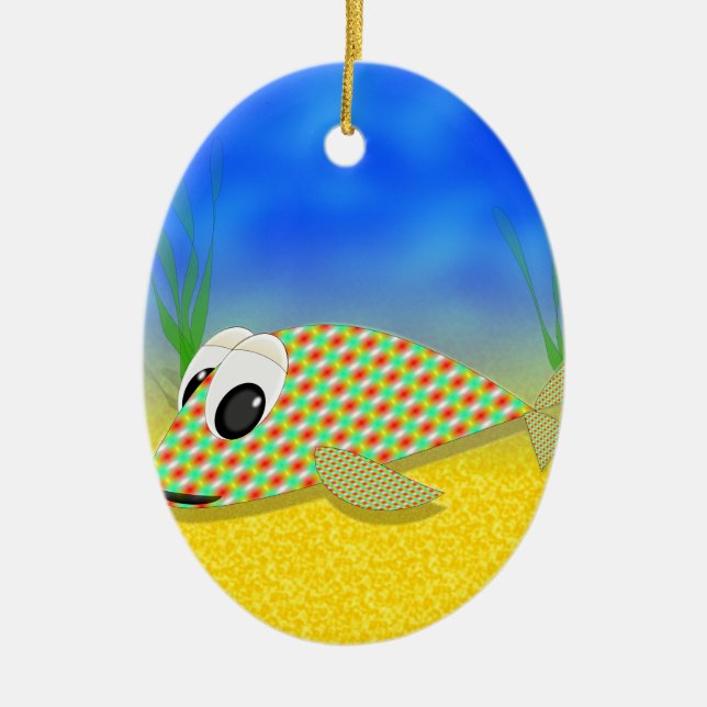 Cute Cartoon Fish Ceramic Ornament (Front)