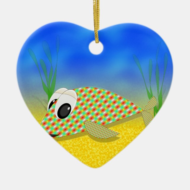 Cute Cartoon Fish Ceramic Ornament (Front)