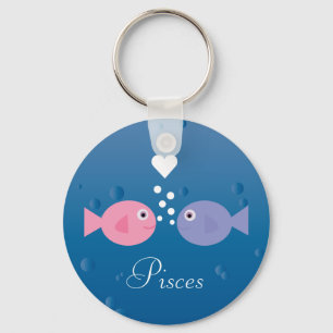 Cute Cartoon Fish Pisces Zodiac Sign Custom Keychain