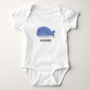 Cute cartoon flat sticker Whale Personalized Baby Bodysuit