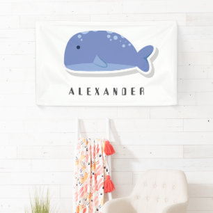 Cute cartoon flat sticker Whale Personalized  Banner