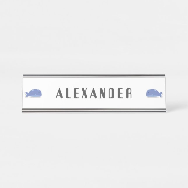 Cute cartoon flat sticker Whale Personalized  Desk Name Plate (Front)