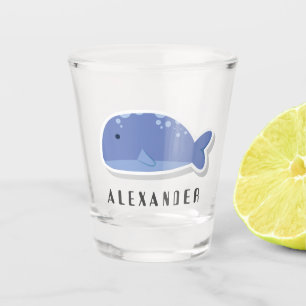 Cute cartoon flat sticker Whale Personalized Shot Glass