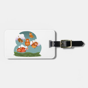 Cute Cartoon Floating Highland Cows Luggage Tag
