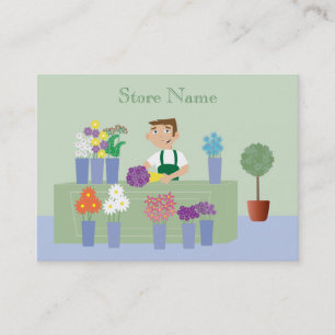 Cute Cartoon Florist & Flowers Business Cards