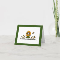 Cute Cartoon Flower Girl in a butterfly garden