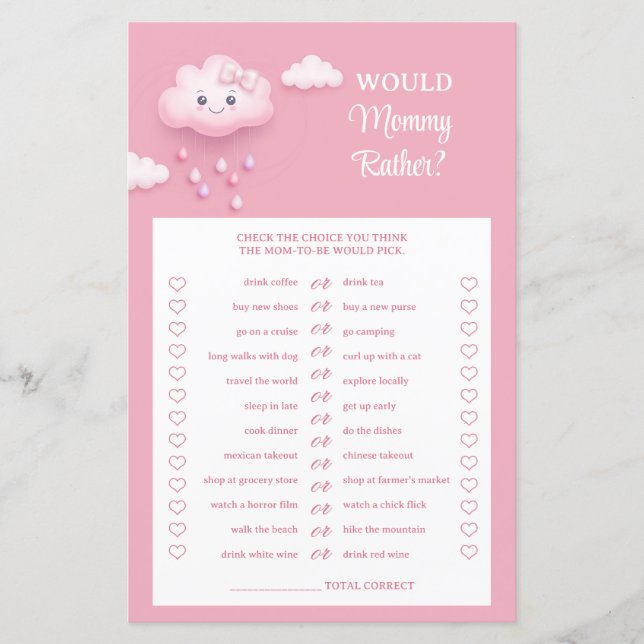 Cute cartoon fluffy white cloud Would Mommy Rather (Front)