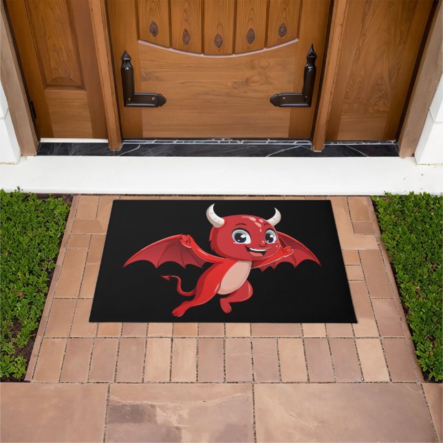Cute cartoon flying devil doormat (Outdoor)