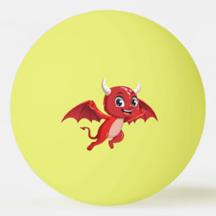 Cute cartoon flying devil ping pong ball