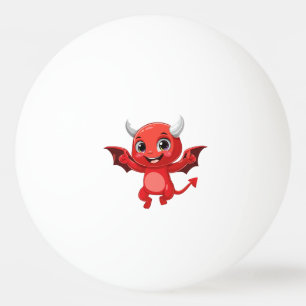Cute cartoon flying devil ping pong ball