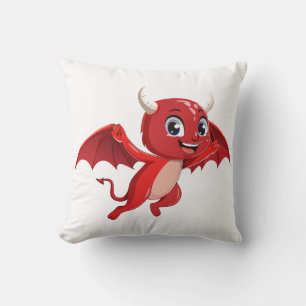 Cute cartoon flying devil throw pillow