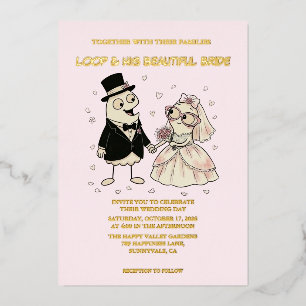 Cute Cartoon Foil Wedding Invitation