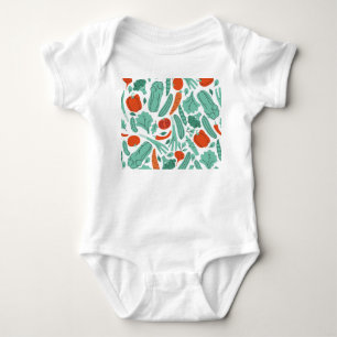 Cute Cartoon Food: Vibrant Vegetables Pattern Baby Bodysuit